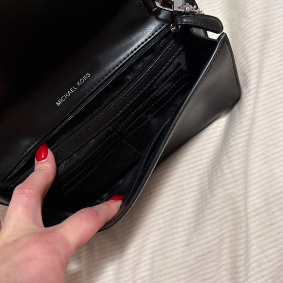Black Michael Kors rhinestone chain clutch